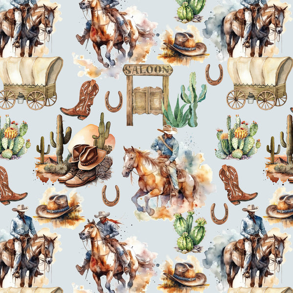 REAL COWBOYS Watercolor Premium Bamboo Double Zipper Pajamas