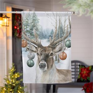Ornament Deer Suede House Flag