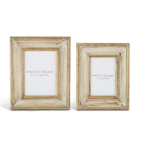 Frame - Gold & Patina Green Handmade Carved Wood