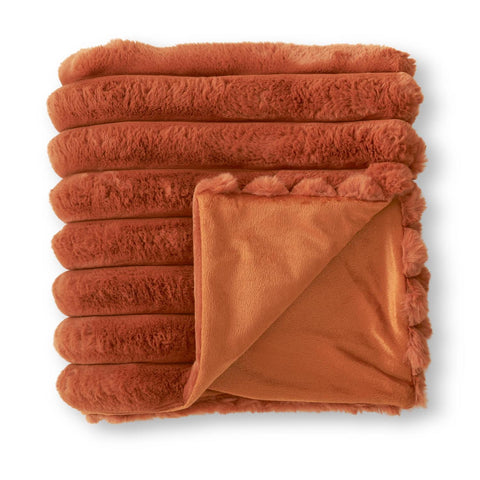 Rust Orange Faux Fur Throw