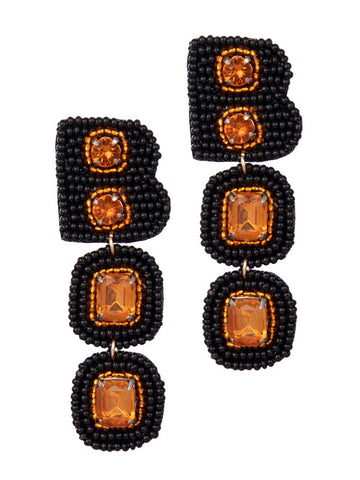 Black Rhinestone BOO Earrings