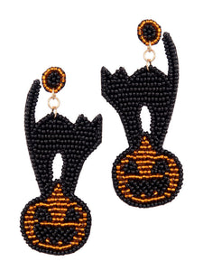 Black Cat & Pumpkin Earrings