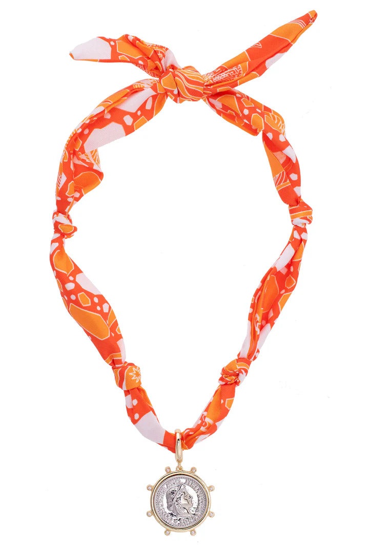 Scarf Necklace - Lydia Studded Coin