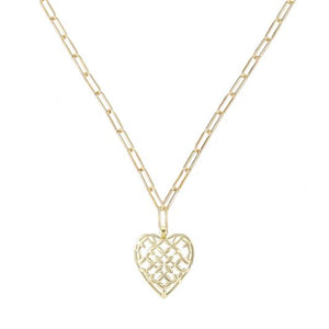Adorned Heart Pendant Necklace, Gold