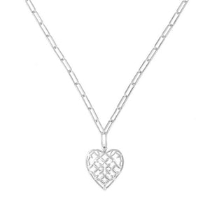 Adorned Heart Pendant Necklace, Silver