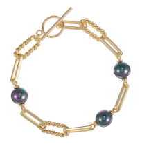 She's Spicy Black Pearl Chain Link Bracelet