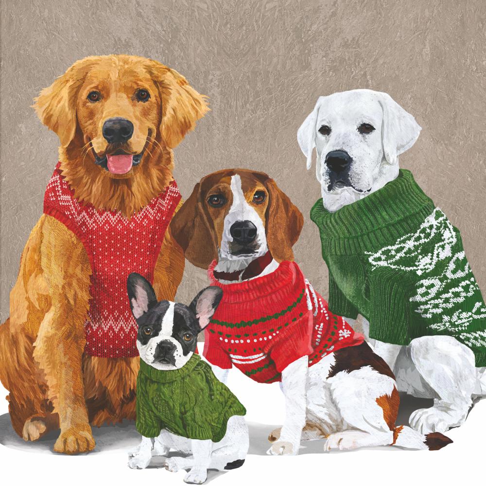 Sweater Dogs Cocktail Napkin