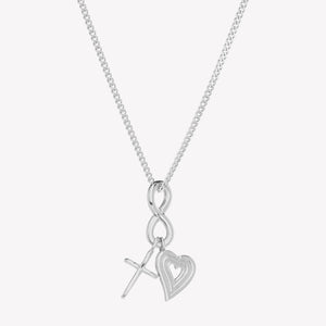 Faith, Hope, & Love Charm Pendant Necklace, Silver