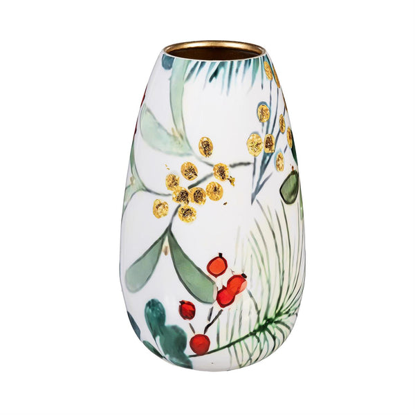 Festive Foliage Metal Vase