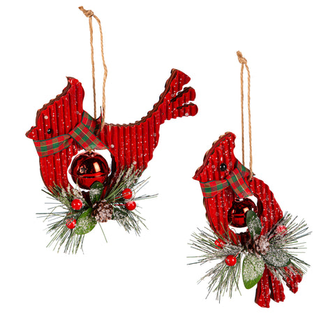 Ornament - Wood Cardinal with Bell