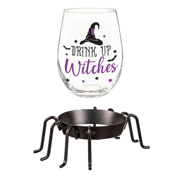 Stemless Glass with Spider Cup Holder