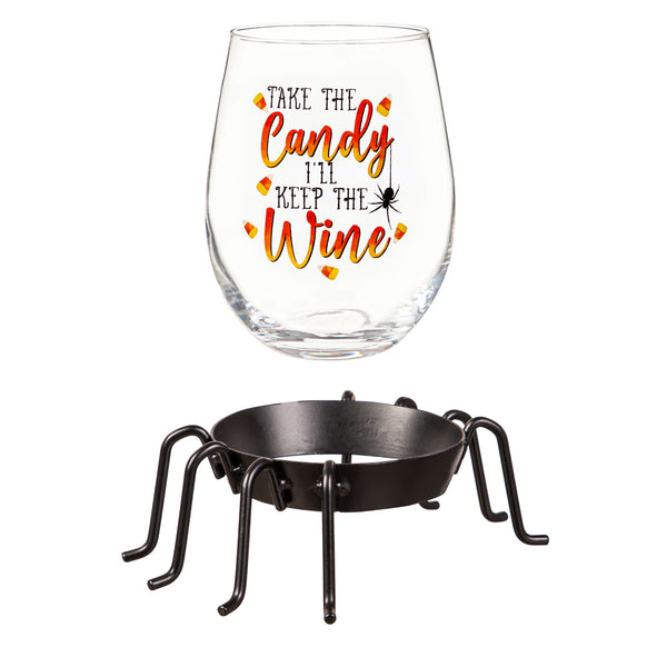 Stemless Glass with Spider Cup Holder