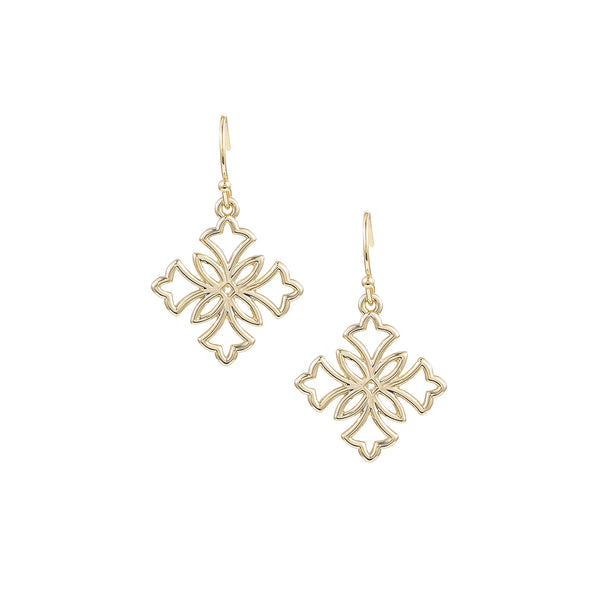 Heirloom Mini Cross Drop Earrings