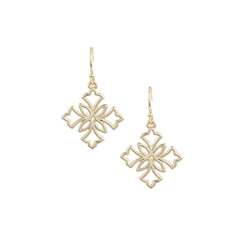 Heirloom Mini Cross Drop Earrings