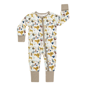 Jungle Friends Animals Bamboo Baby Pajamas Convertible Zippie: 12-18M