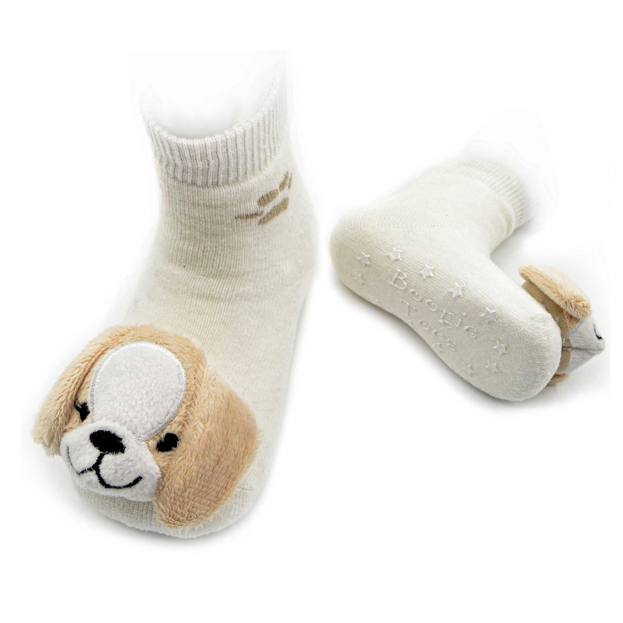 Beige Puppy Boogie Toes Rattle Socks: 0 - 1 Y