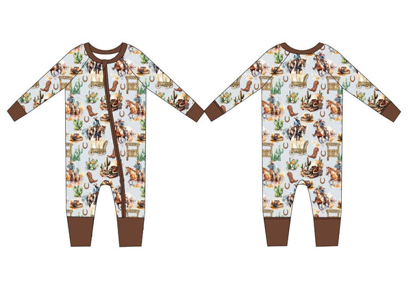 REAL COWBOYS Watercolor Premium Bamboo Double Zipper Pajamas
