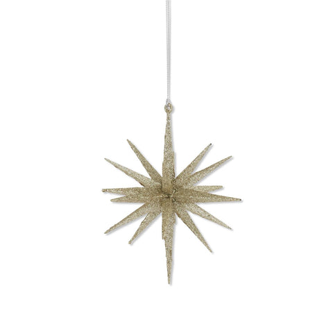 Glitter Star Ornament, Champagne