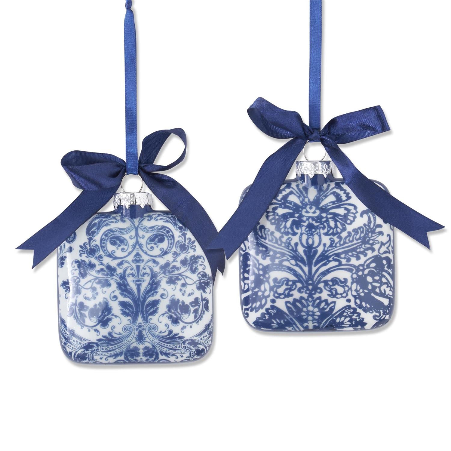 Blue & White Foral Print Ornament