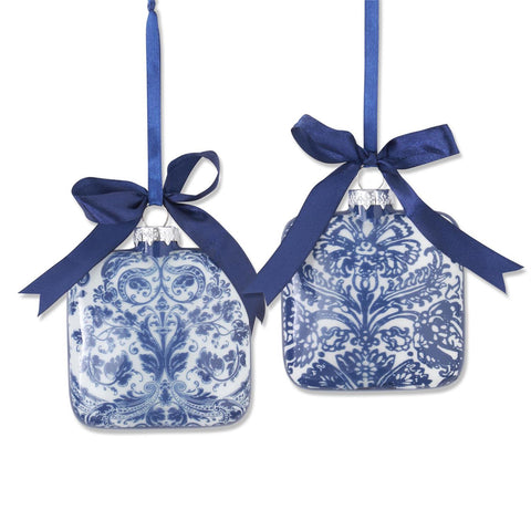 Blue & White Foral Print Ornament