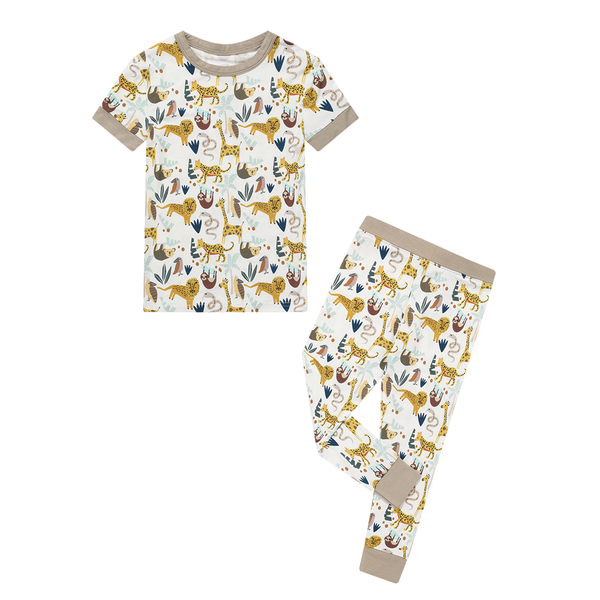 Jungle Friends Animals Bamboo Kids Pajamas Sleep Set: 8K