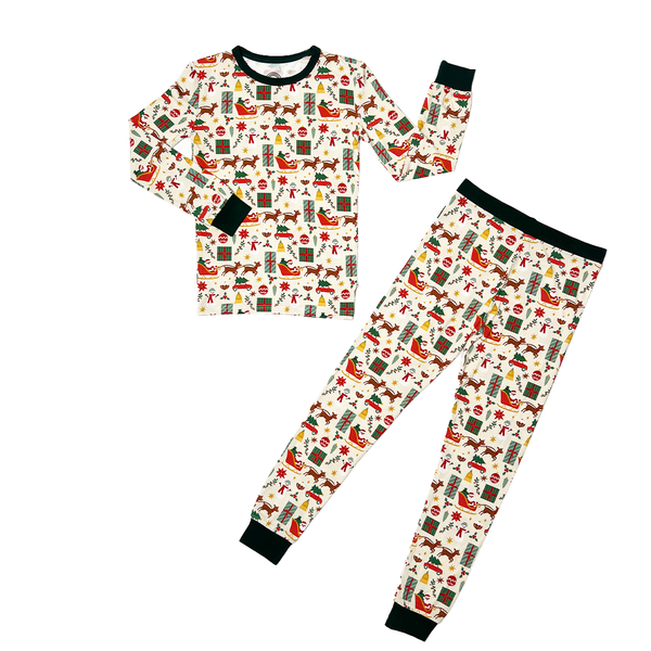 Holiday Vintage Christmas Bamboo Kids Pajamas  4/5T