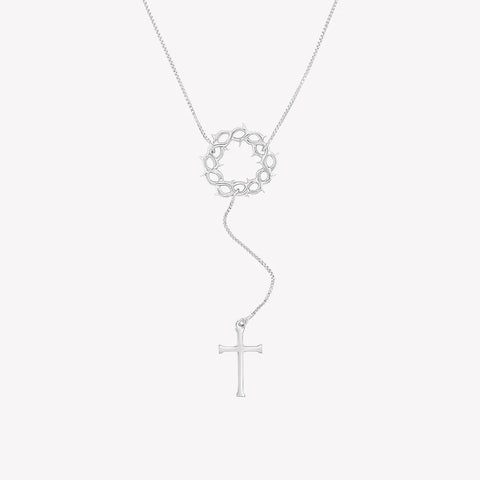 Crown of Thorns Y Necklace, Silver