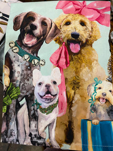 Art Tea Towel - Holiday Pups