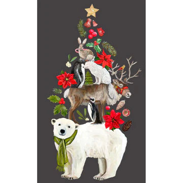 Art Tea Towel - Polar Bear Christmas Tree