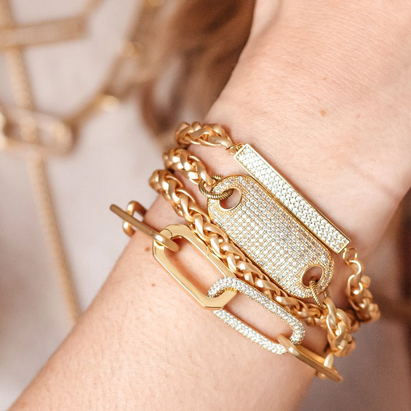 Gold Rectangle Paperclip Bracelet