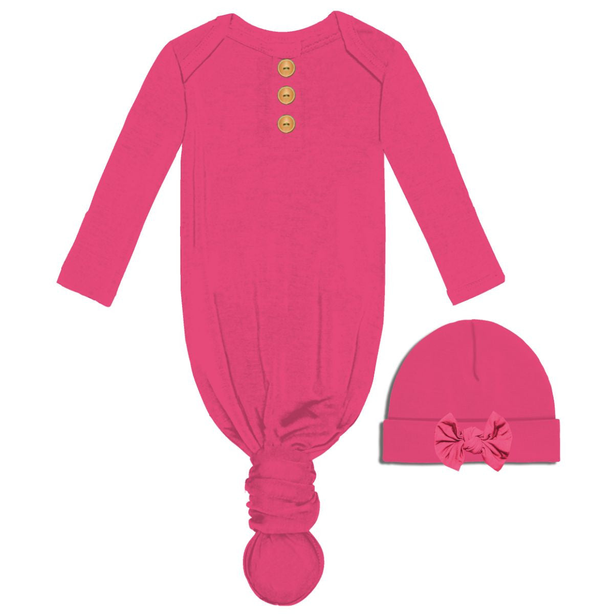 Infant Gown & Beanie Set, Hot Pink