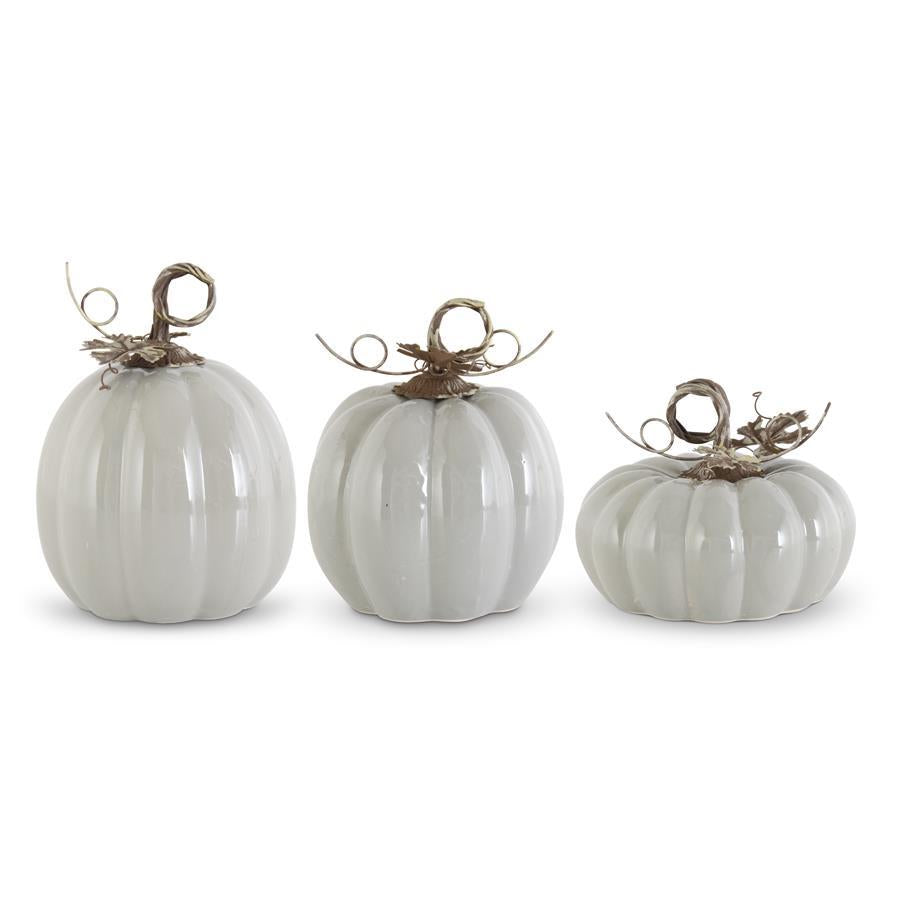 Ceramic Pumpkins with Metal Stems