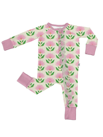 Pink Block Flower Zip PJ's