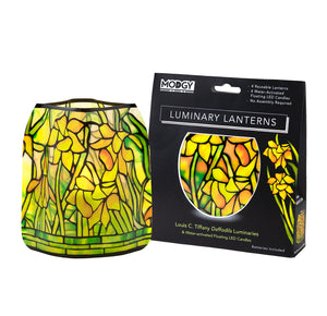 Luminary Lantern, Tiffany Glass Daffodils