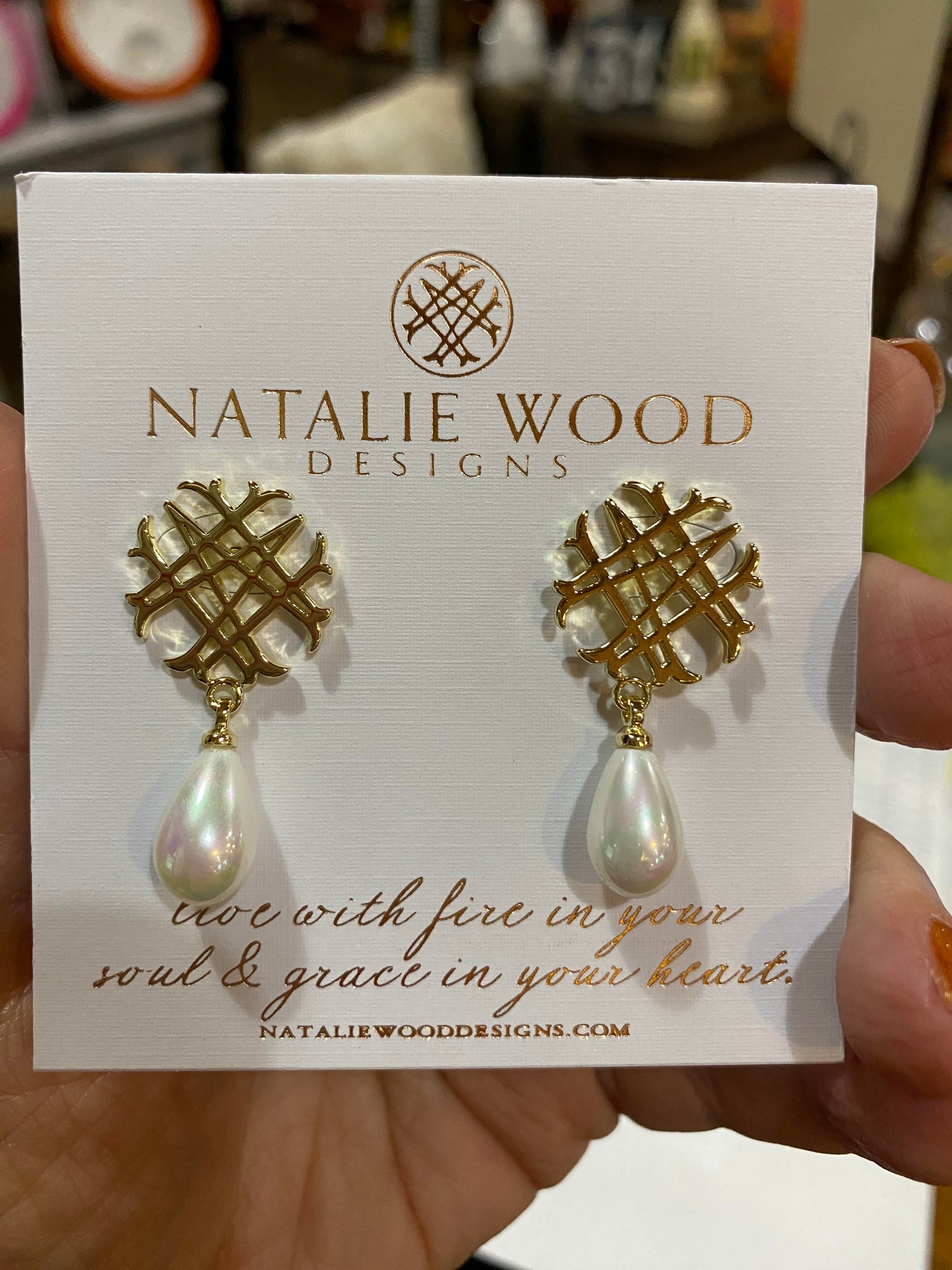 Adorned Logo Pearl Drop Earrings