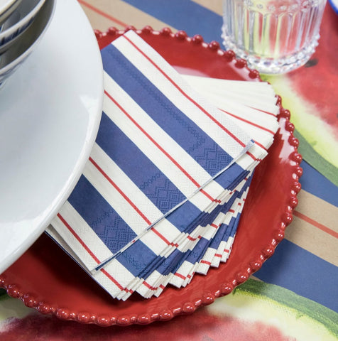 Navy & Red Awning Stripe Napkins