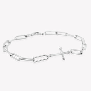 Chain Breaker Cross Bracelet, Sterling Silver