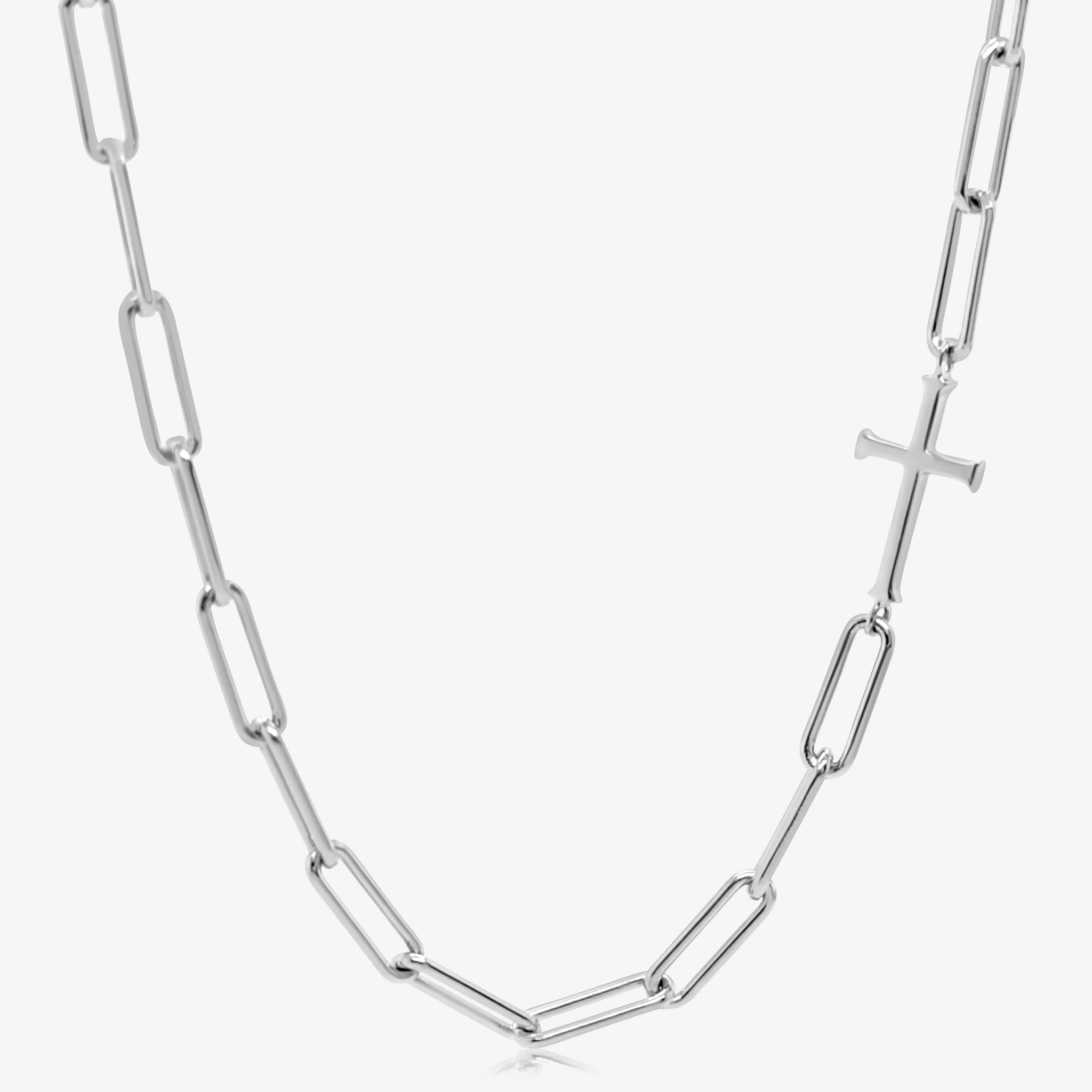 Chain Breaker Cross Necklace, Silver