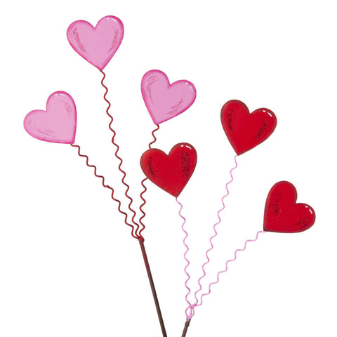 Red & Pink Heart Trio Stakes, Set of 2