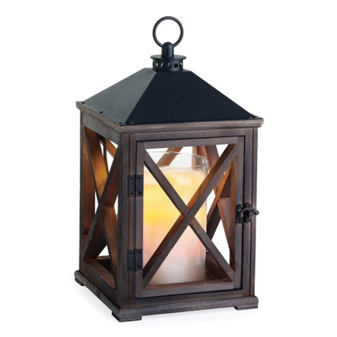 Weathered Wooden Candle Warmer Lantern