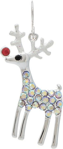 Silver Red Nosed Reindeer Earrings