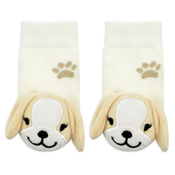 Beige Puppy Boogie Toes Rattle Socks: 0 - 1 Y