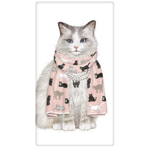 Pink Scarf Cat Towel