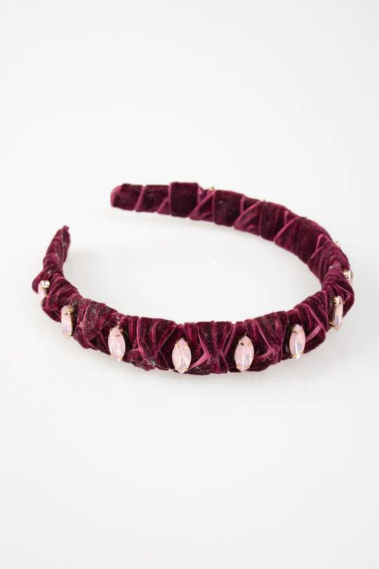 Velvet Knotted Headband - Burgandy