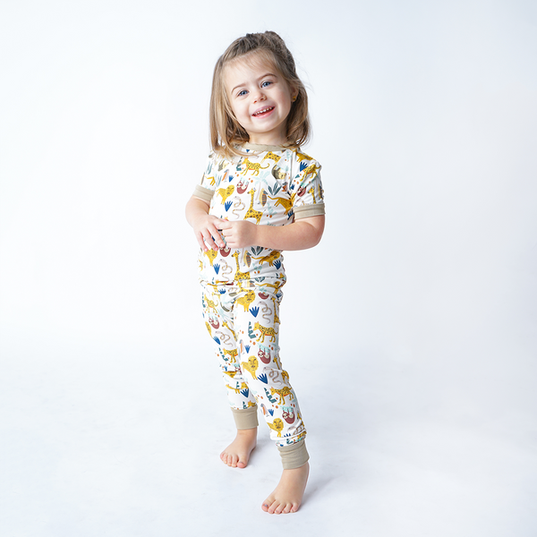 Jungle Friends Animals Bamboo Kids Pajamas Sleep Set: 8K