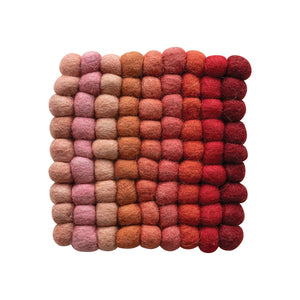 Square Hand Made Wool Felt Ball Trivet
