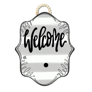 Stripe Bloom "Welcome" Door Hanger