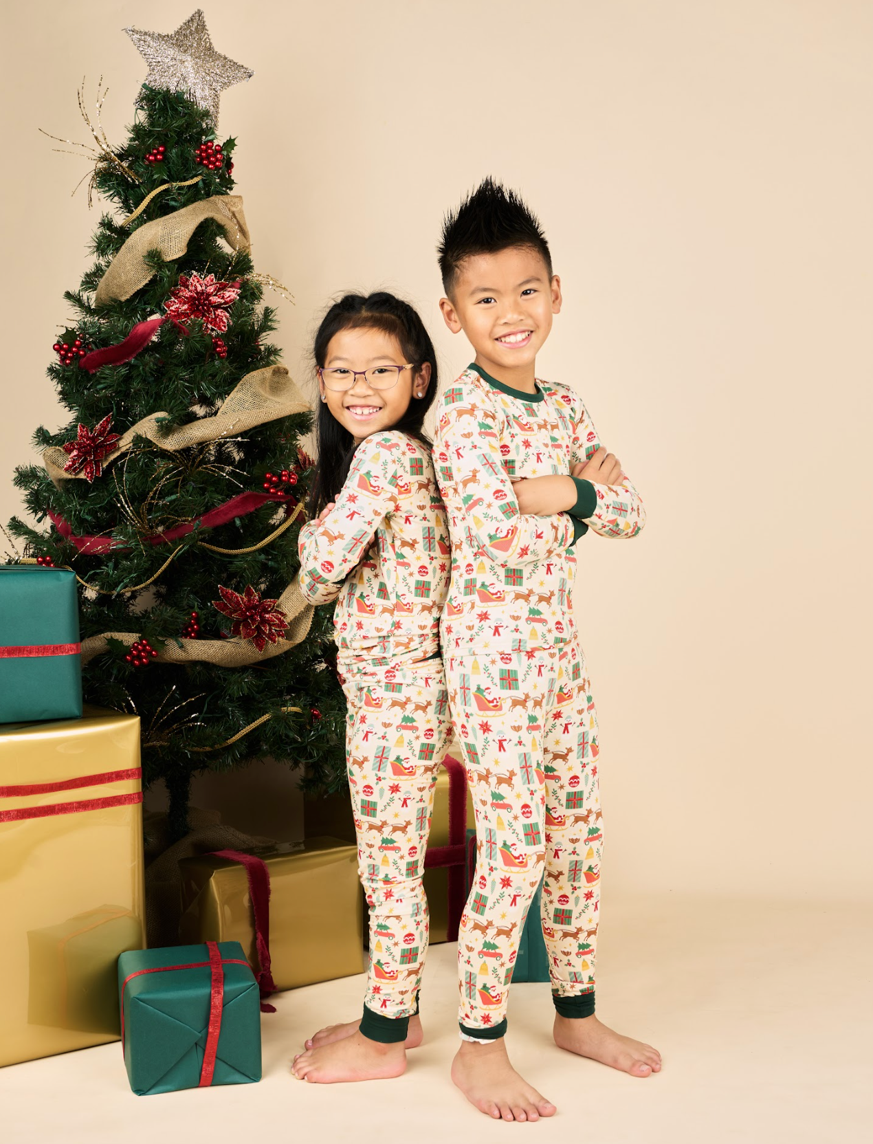 Holiday Vintage Christmas Bamboo Kids Pajamas  4/5T