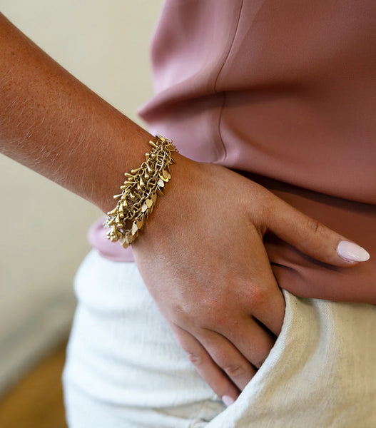 Gold Four Strand Fringe Bracelet