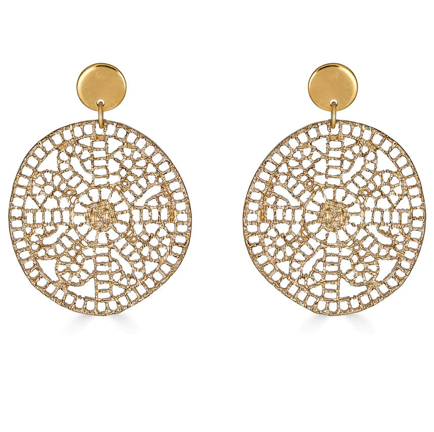 Round Gold Lace Earrings